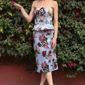 Damarais Bailey Floral Strapless Peplum top & skirt